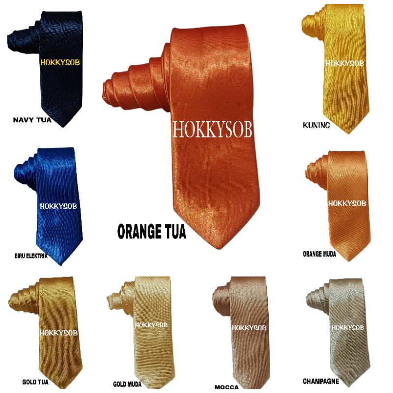 Dasi panjang polos slim IMPORT 2inch 5cm navy elektrik gold mocca champange orange kuning ungu baby pink peach maron merah cerah slimfit