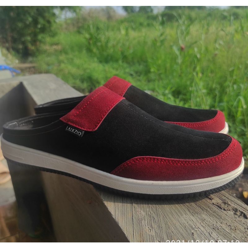 Selop Bustong Pria Kulit Slip On Kasual Sintetis Premium sol Karet Ker