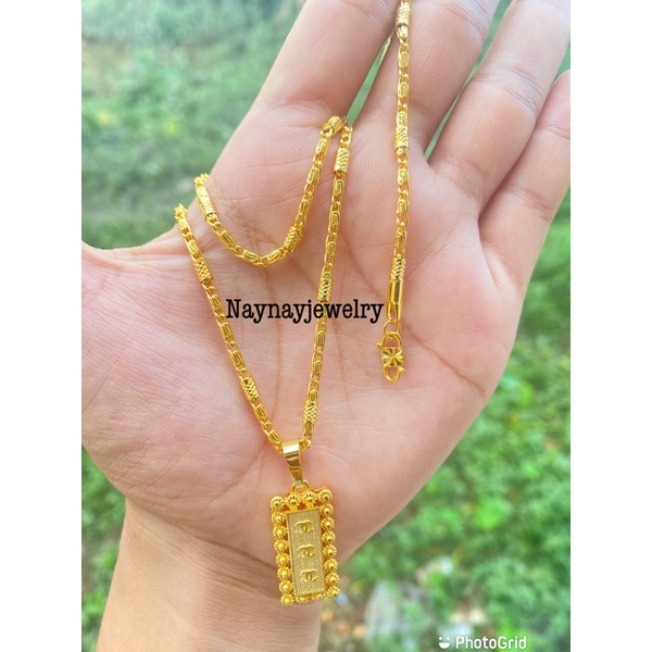 Kalung koin bambu cnl 2 suku warna emas 24k / uk 45cm