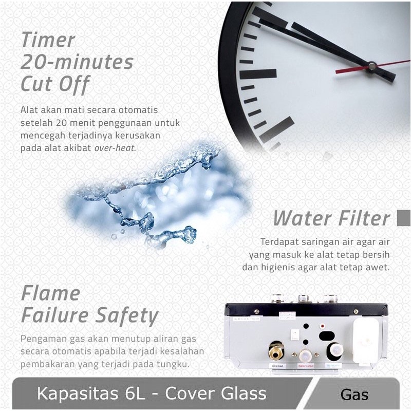 Gas Water Heater Pemanas Air Tipe W