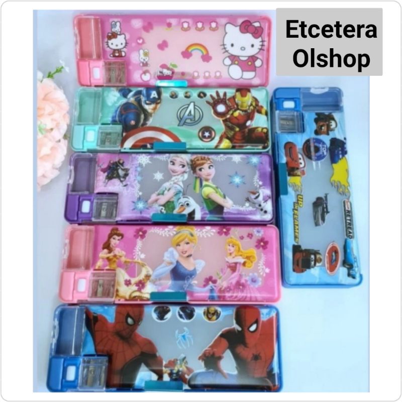 

Tempat Pensil Magnet semi glossy Pony Frozen Black Panther Avengers / Kotak pensil magnet transparan + rautan + tempat penghapus