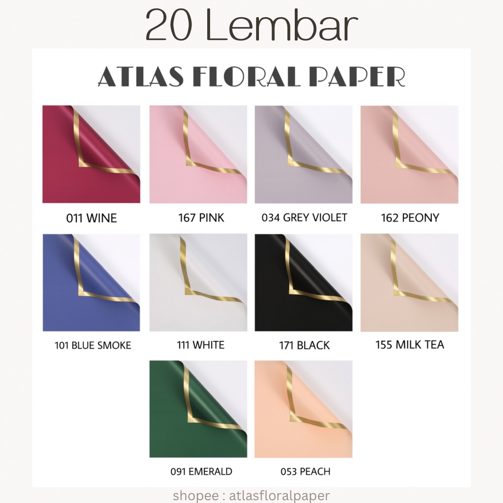 

[20 LEMBAR] Flower Wrapping Paper List Gold Solid Cellophane Kertas Buket Florist