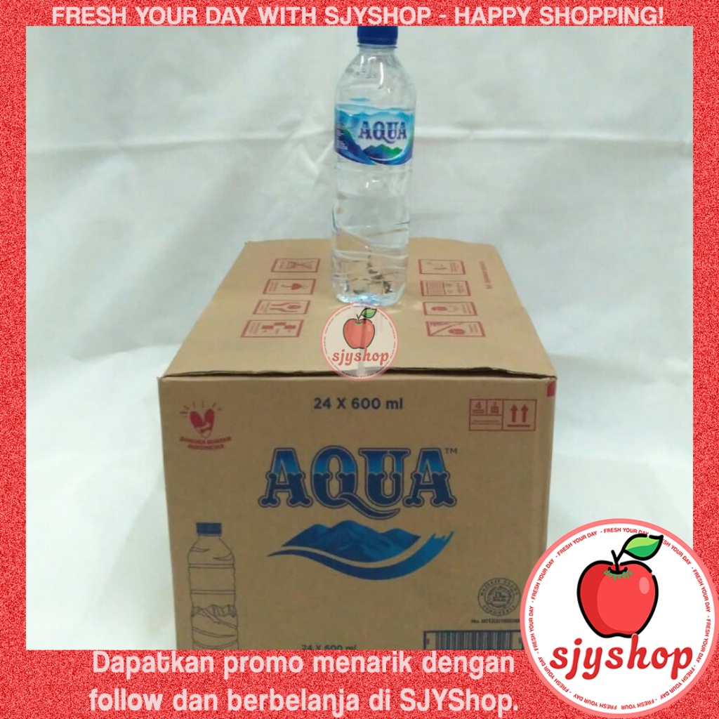 Aqua Botol 600 ml / 1 dus isi 24 pcs / Air Mineral - SJYShop