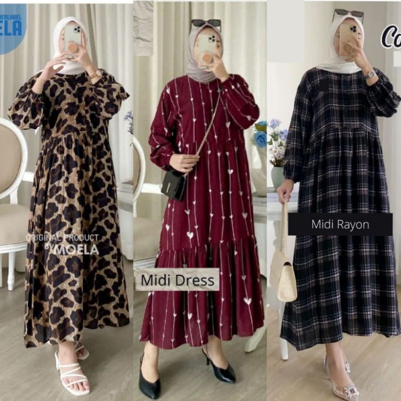 MIDI dress rayon viscose - gamis MIDI dress