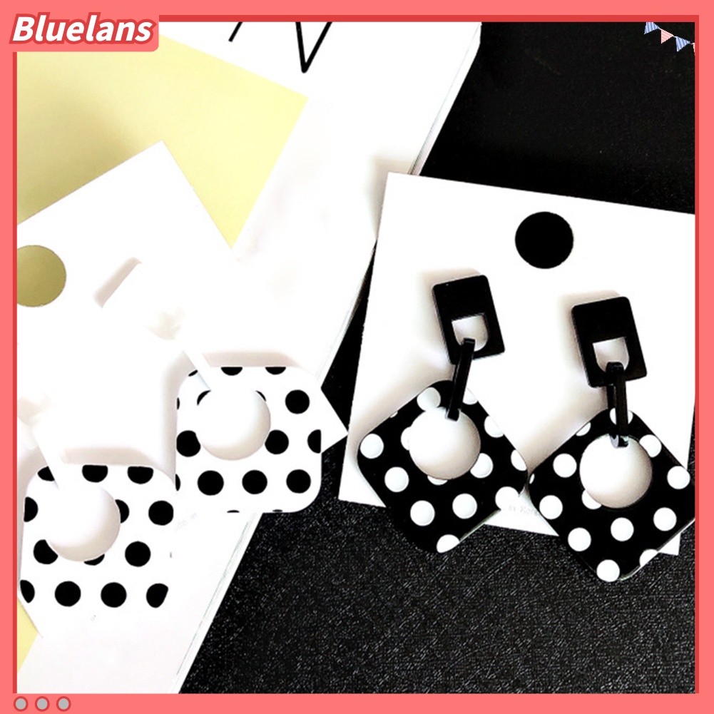 Bluelans Women Polka Dot Hollow Rhombus Geometric Dangle Ear Stud Cuff Earrings Jewelry