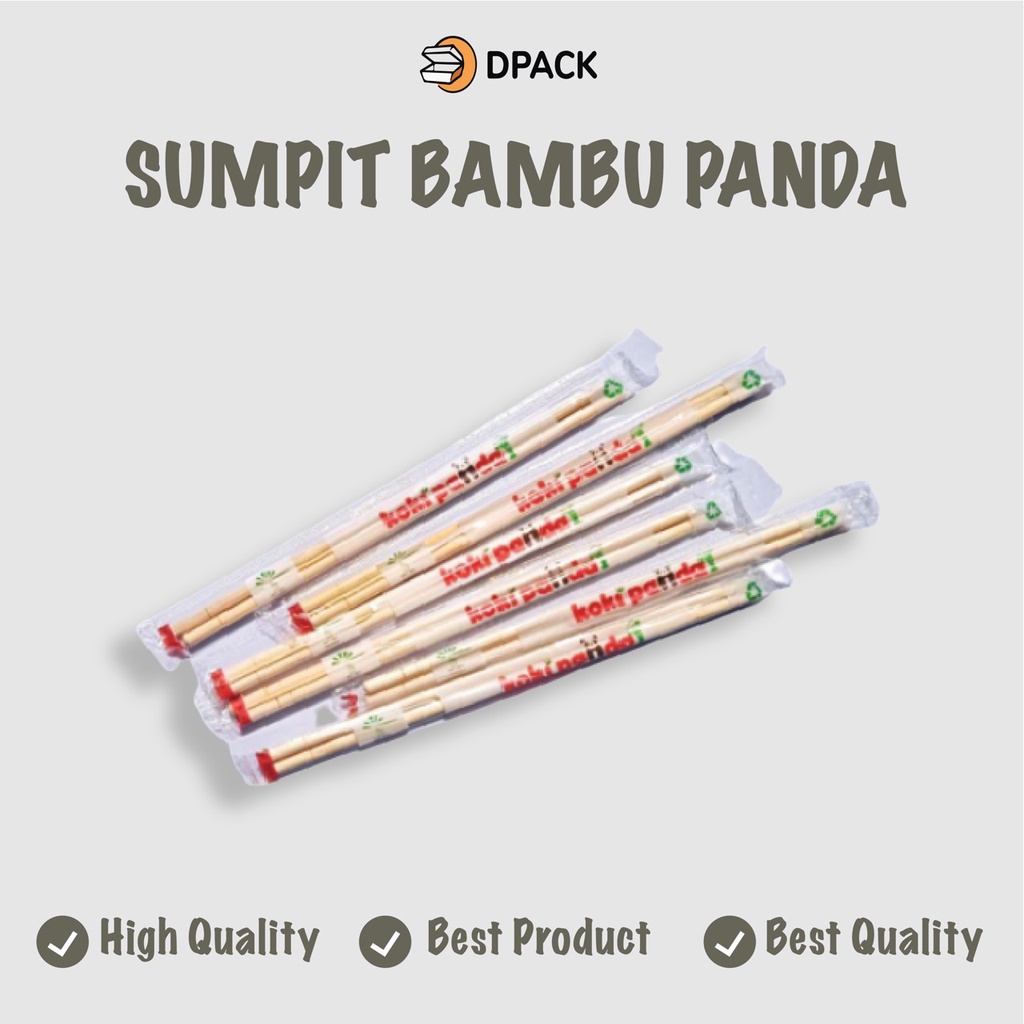 Sumpit Bambu KOKI PANDA + Tusuk Gigi Isi 50 Pasang / Sumpit Sukawa / Sumpit Panda