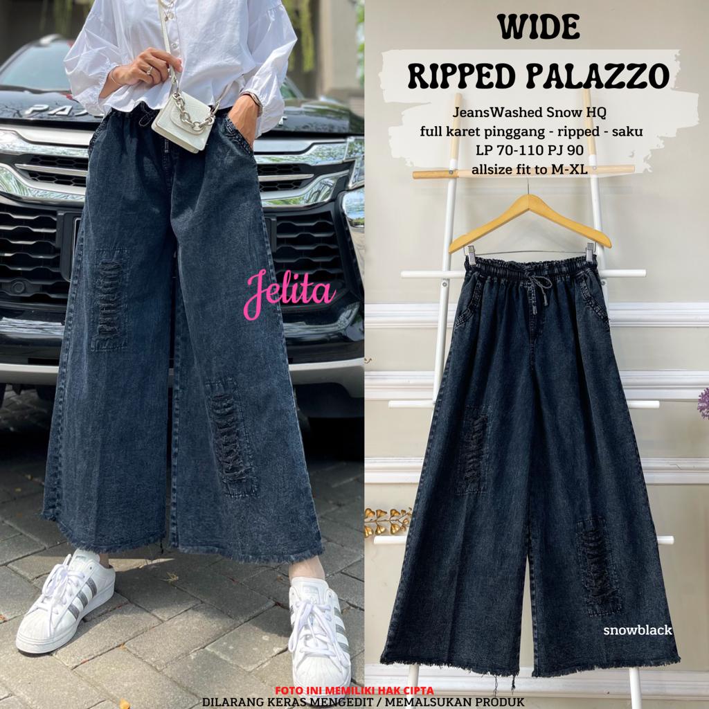 Celana Kulot Jeans Wanita Pallazo Denim Premium Bawahan Jeans Wanita Mapple Palazzo