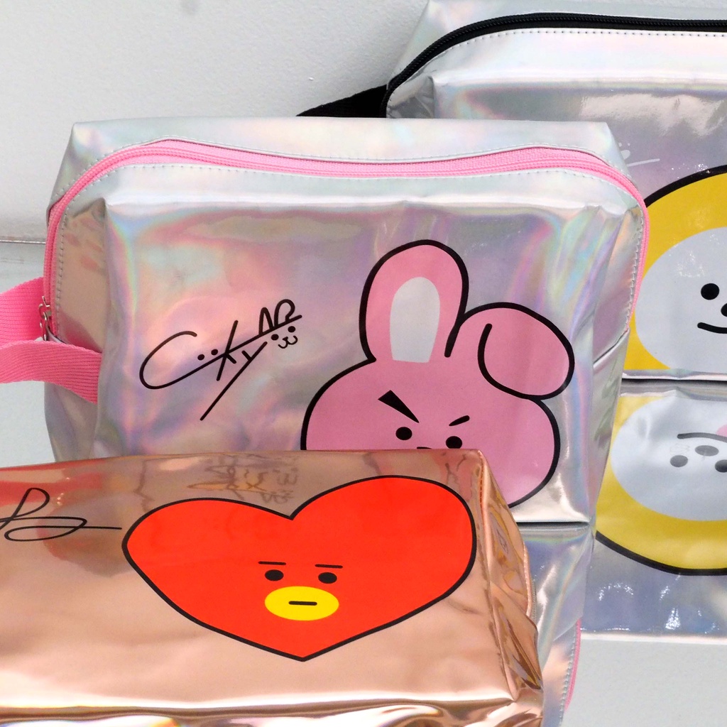 Dompet Kosmetik UKURAN JUMBO MUAT BANYAK Hologram BT Karakter Serbaguna Pouch Make Up Travel  Kpop Tempat Pensil Sabun Uang High Quality