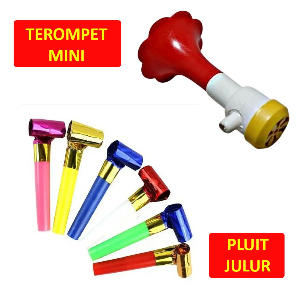 Terompet Mini / Pluit Julur Terompet Plastik Flute Terompet Tahun Baru Mainan Anak Terompet Kecil Terompet Pesta Pluit Lidah - Warna Acak