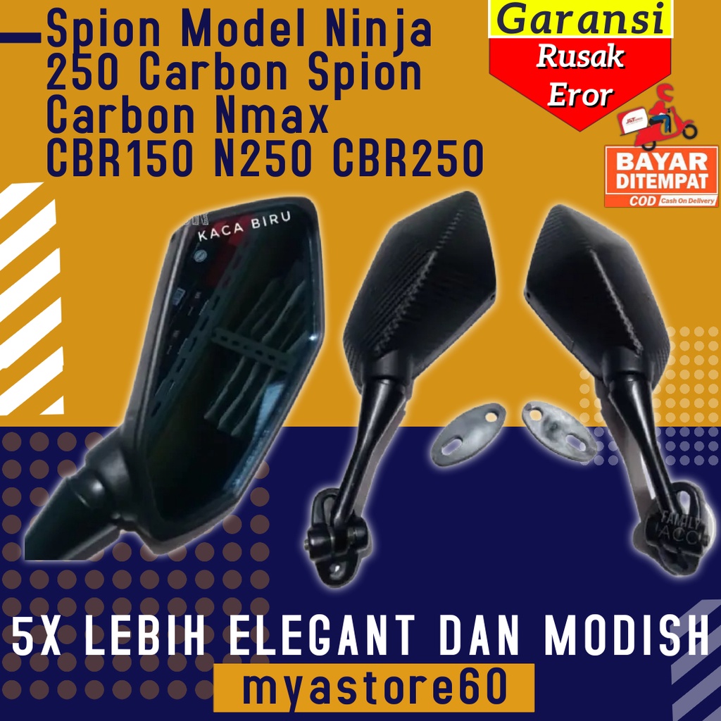 Spion Sepion Tekuk Model Ninja 250 Carbon Spion Sepion Lipat Carbon Nmax Pcx CBR150 N250 CBR250 UNIVERSAL