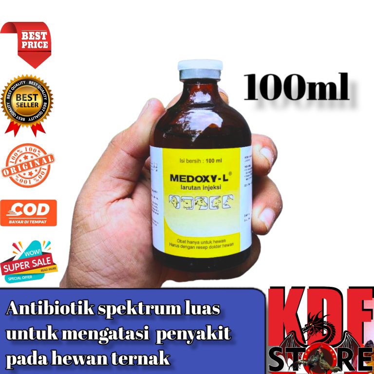 Medoxy L Inject 100 ml Obat Injeksi Untuk Ayam Sapi Domba Kuda Sakit Snot Ngorok CRD Berak Hijau