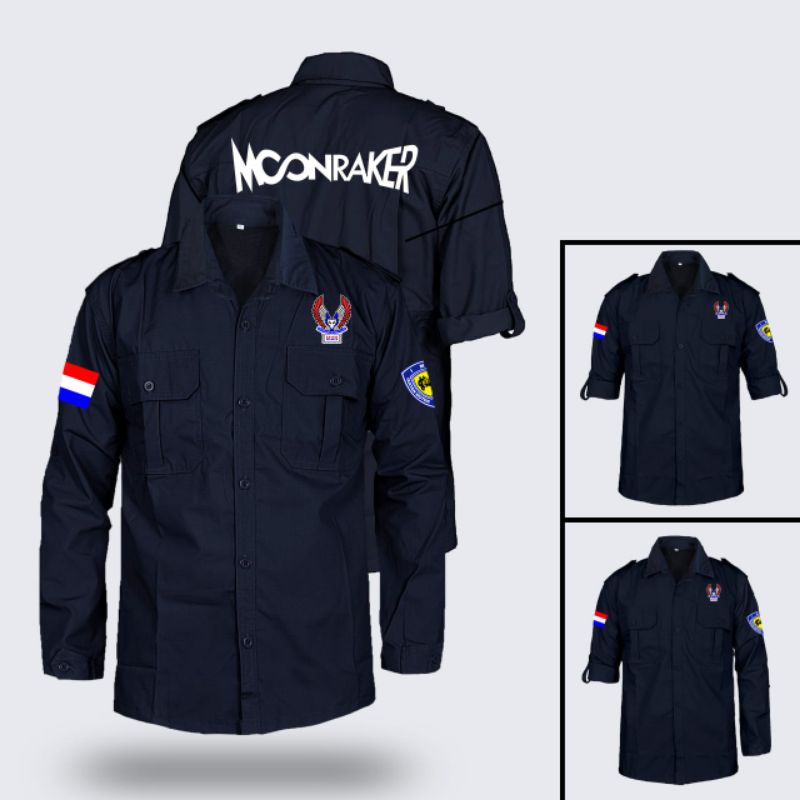 kemeja Moonraker/kemeja pria/koko polos/kemeja Moonraker full Bordir