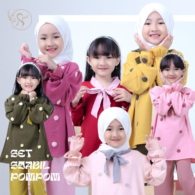 SET SYABIL POMPOM by Syabiel setelan rayon crinckle