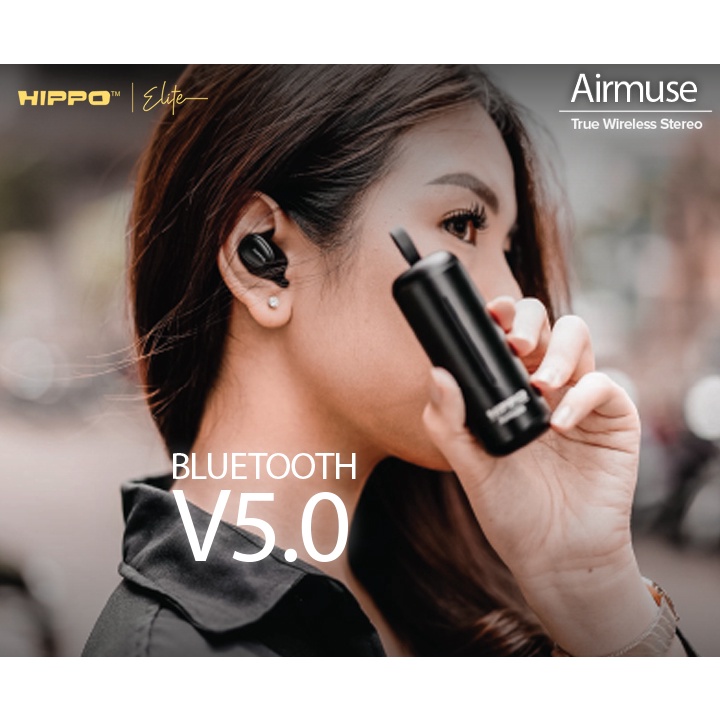 Hippo Elite TWS Airmuse Bluetooth 5.0 True Wireless Stereo HiFi Sound Volume Control With Mic Earbuds Earphone