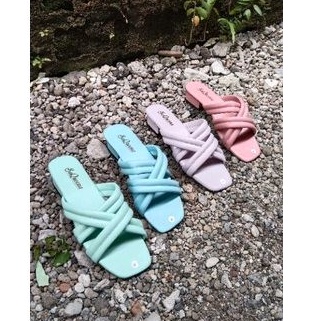 Sandal wanita Queensa/sandal hak tahu 3 cm/sandal silang hak 3 cm