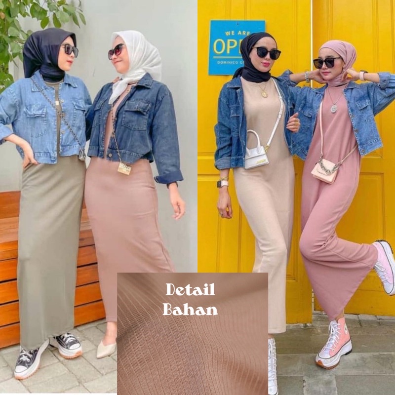 BEFAST - ZEC OOTD Inner Wanita Maxi ANNA /  Finely April Knit Inner Span Dress / Maxy Dress Inner Polos / Outfit Wanita Hijab / Inner Span Termurah / Longdress Wanita Terbaru / Pakaian Casual Wanita / Dress Maxy Span / Fashion Kekinian Remaja ABG Trendy