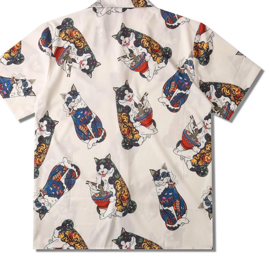 Terpercaya Dark Icon Harajuku Cat Polo Shirt Men 2021 Summer Men's Hawaiian Shirt Man Blouse
