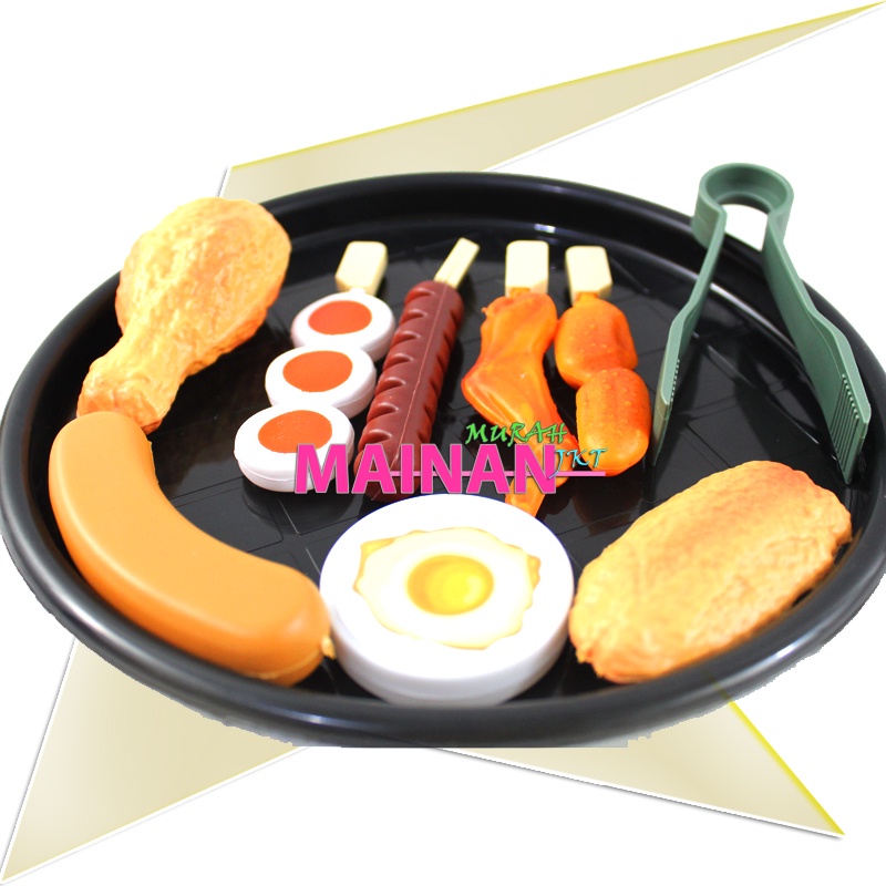 MAINANKEI MAINAN ANAK MURAH NAMPAN BUNDAR AYAM BAKAR SOSIS TELUR SS1588 MAINAN ANAK MASAK-MASAKAN AYAM BAKAR