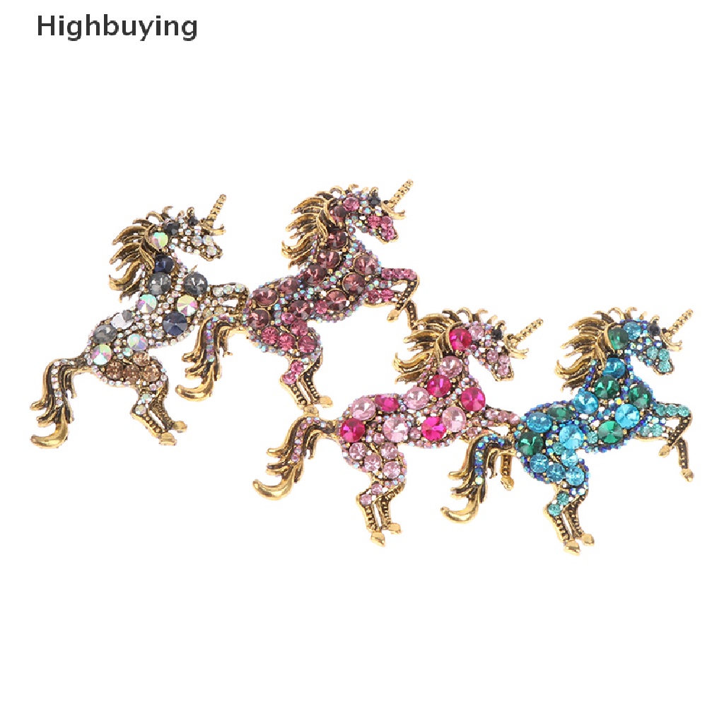 Bros Kristal Berlian Imitasi Bentuk Hewan Kuda Unicorn Bahan Alloy Gaya Vintage Untuk Wanita Glory