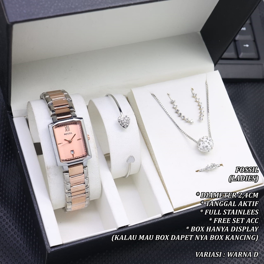 (BISA COD) JAM TANGAN WANITA FASHION RANTAI BODY SEGI TANGGAL AKTIF FREE SET ACC