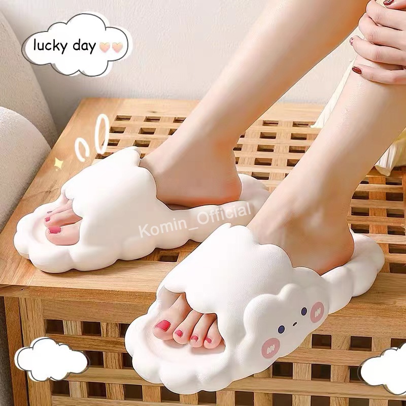 [11.11] Komin Sandal Wanita Awan Cloud Tebal Empuk Sandal Rumah Anti Slip Sandal Slop Jelly Korea Cewek Sendal Jelly Import Empuk 101 Size36-41