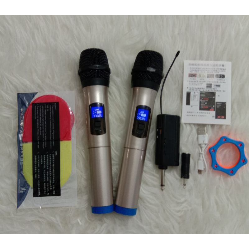 MB-002 Mic Wireless Double Sepasang Mic 2 Karaoke Dua Michrophone With Receiver System Set #mic#wireles#mickaraoke