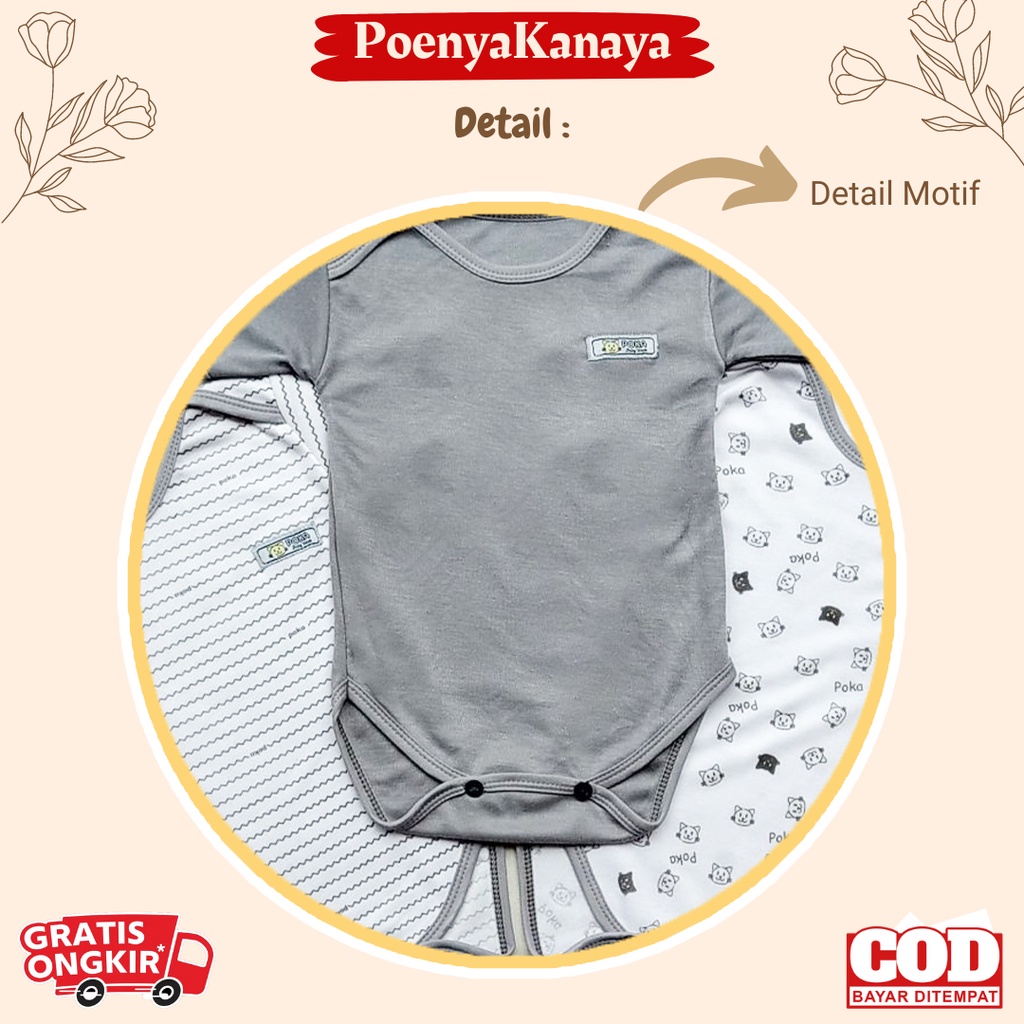 3pc/1pc Jumper Pendek Bayi SERI ABU POKA 0-6 Bulan KD02