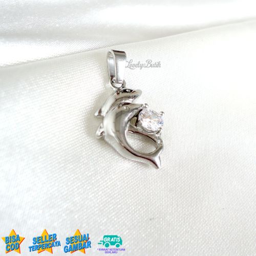 Liontin Titanium Anti Karat Liontin Tanpa Kalung Titanium Model Terbaru Dolphin Lumba - Lovelybutik