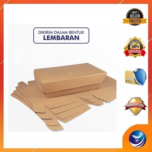 LUNCH BOX PAPER BOX MAKANAN KOTAK NASI UKURAN M KERTAS KRAFT COKLAT LAMINASI TEBAL 290gsm