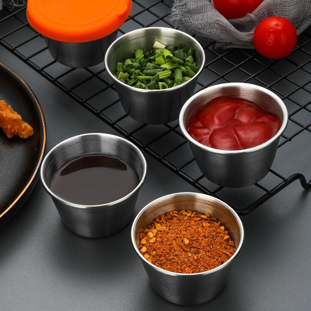 [Elegan] Seasoning Dish Portable Anti Bocor Mangkuk Saus Tomat Rumah Tangga Dengan Penutup Silikon Sealing Gadget Dapur