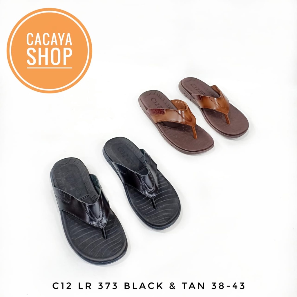 SANDAL SEPATU PRIA KULIT ASLI C12 LR 373 CACAYA