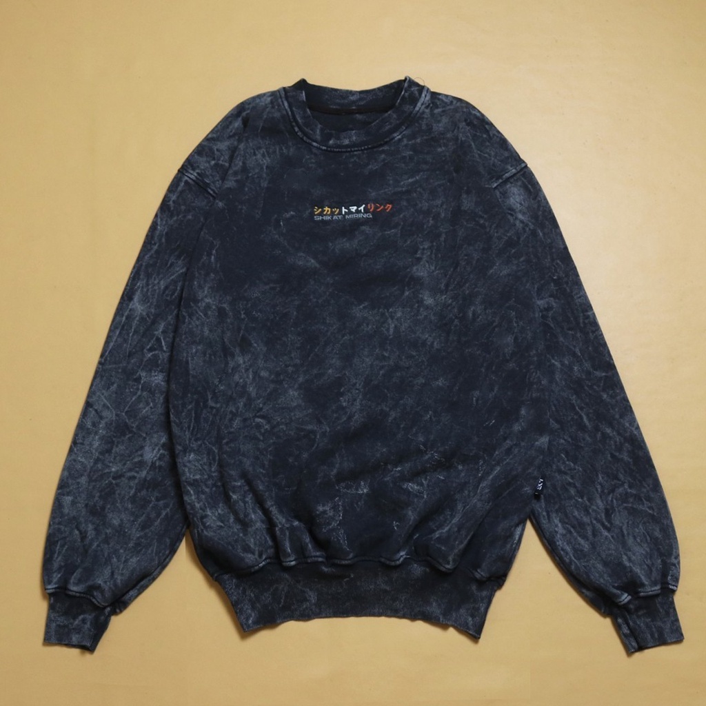 Sweater Crewneck Sandwash SKM Japanese Warna Grey Pria Wanita Original Distro Brand Shikat Miring Premium Oversize Unisex