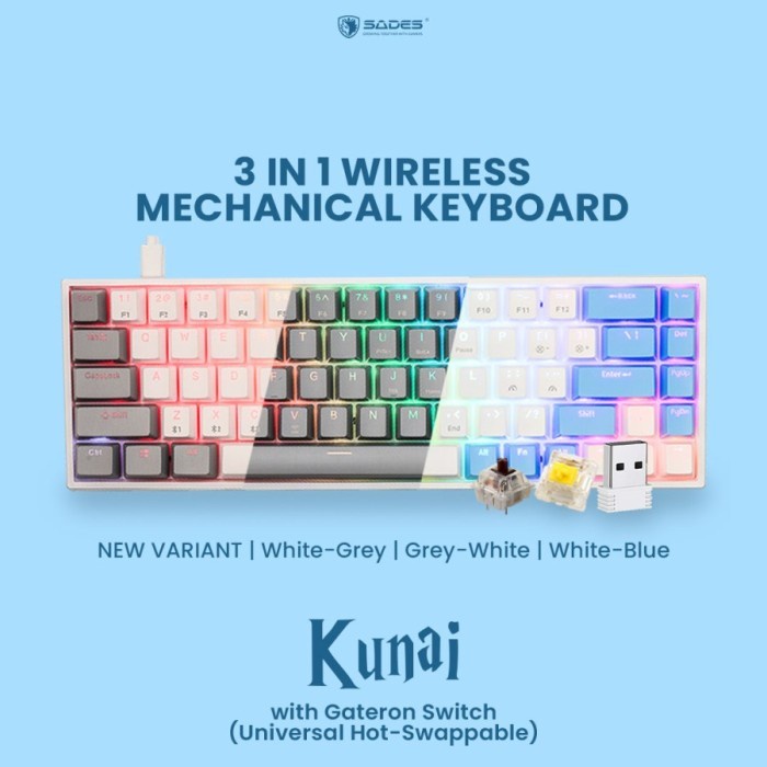 Sades Keyboard Sades Kunai 3 in 1 Connection Mechanical Gaming