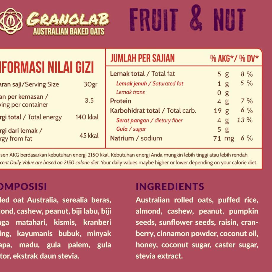 

9.9 Terlaris Granolab Fruit and Nut Granola 105 gr serbuuu !