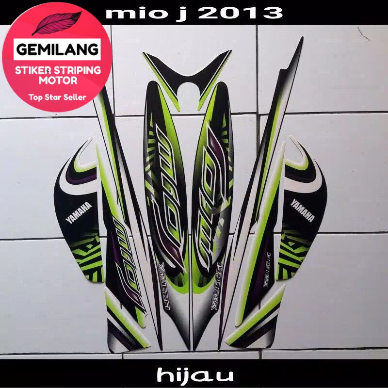 Striping Decal Polet Sticker yamaha mio j mioj 2013 hitam putih Gemilang Stiker