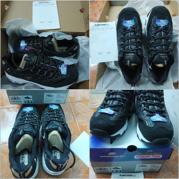 Preloved Skechers Women's D'Lites Glamour Feels Black-Rose Gold