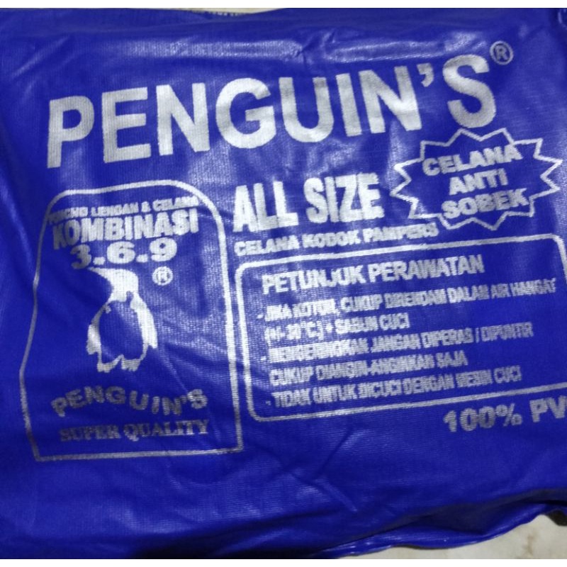 ( 369 Penguin's ) Jas Hujan Ponco Lengan &amp; Celana