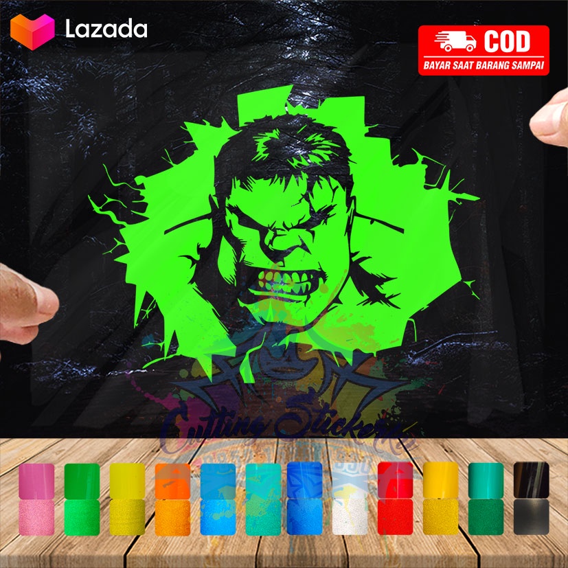 Cutting Stiker Hulk Incredible Marvel Superhero Avengers Variasi Motor Mobil Sticker Timbul Keren Nyala Dasbor Spakbor Visor Body Kaca Helm Laptop Hologram Reflective Tahan Air Bodi Samping Nama Scoopy Vario Beat NMAX PCX Vespa Pickup Windshield Modif