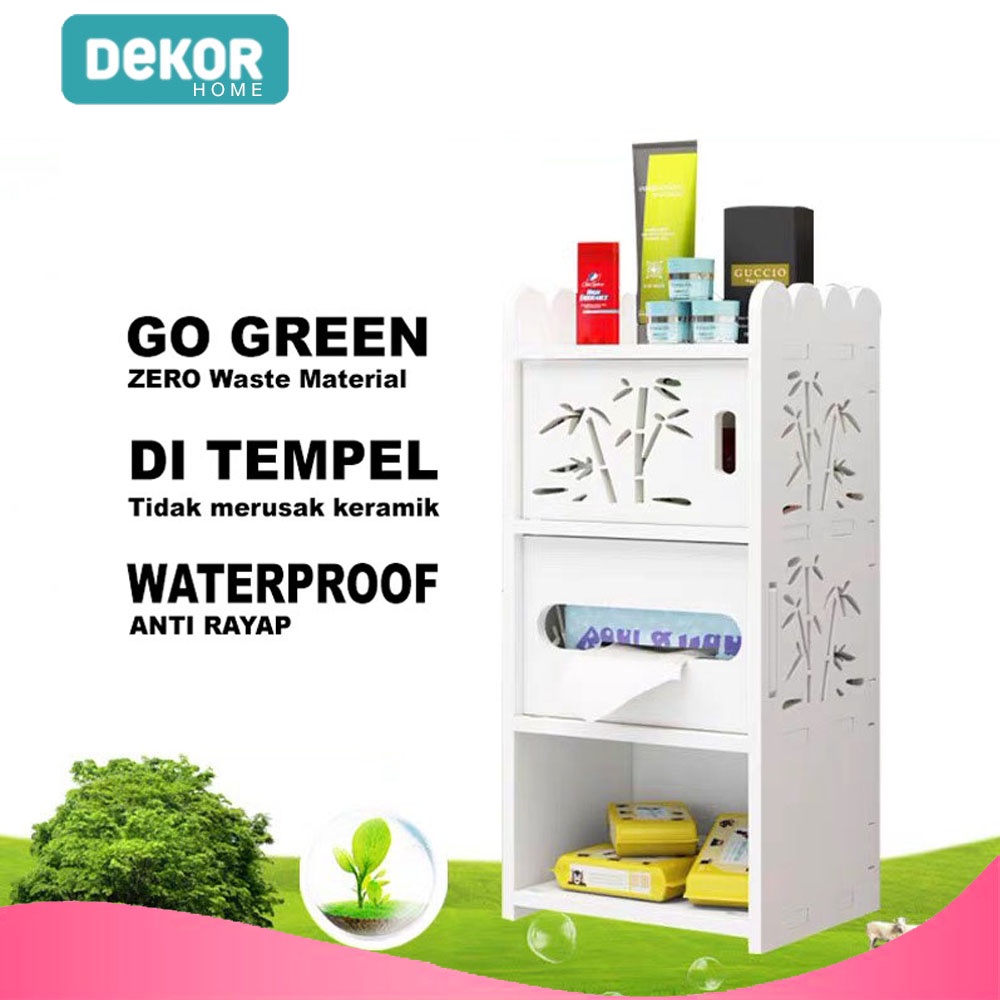 Rak Dinding Kosmetik Tempel Bambu