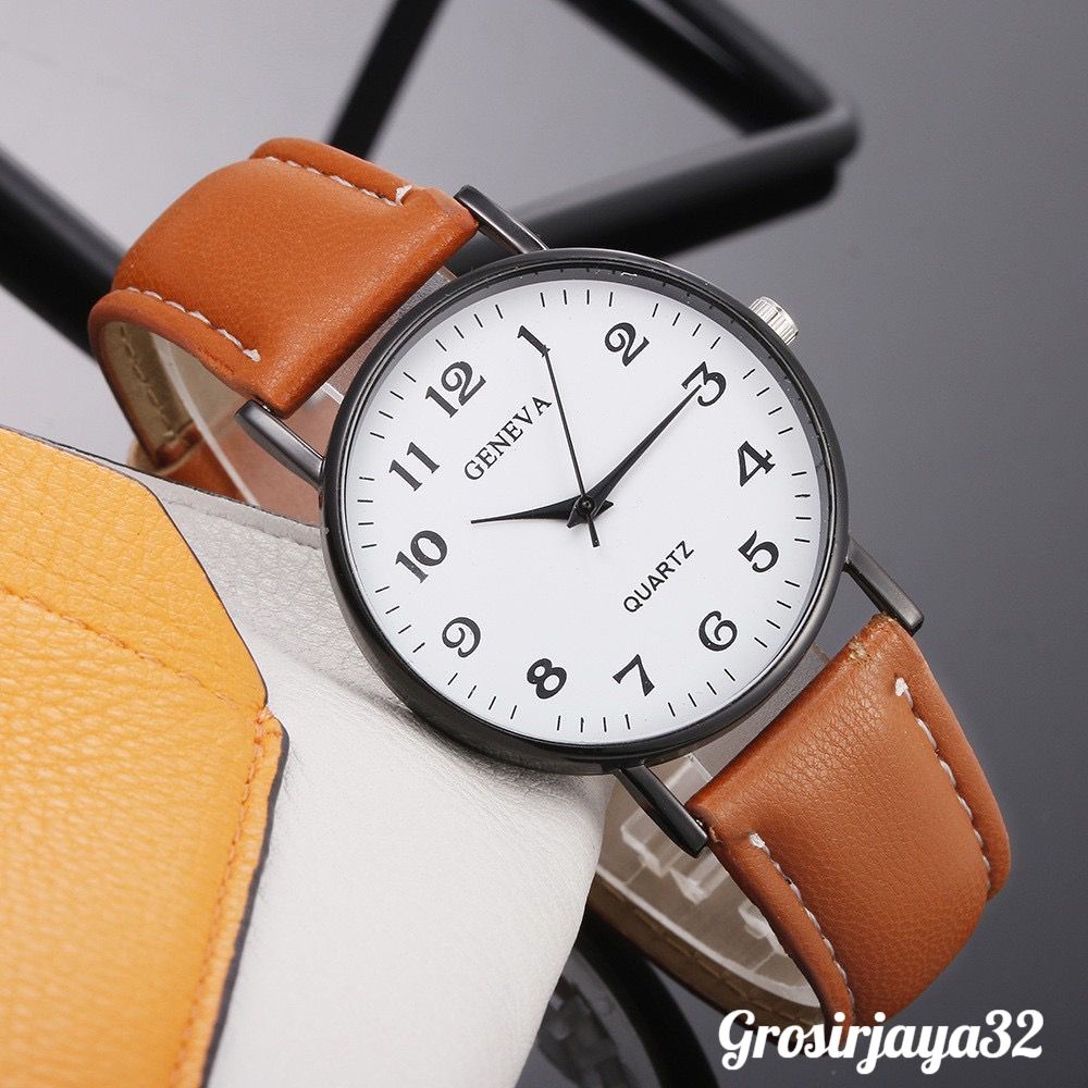 (GROSIRJAYA32) Jam Tangan Geneva Moris Untuk Wanita Dan Pria Casual Analog Quartz Strap Pu Leather Import