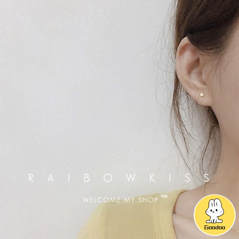 Anting Perak Trendy Silver Heart Stud Earrings Minimalist Love Flower Earring for Women Student Teen Jewelry Gift -Doo