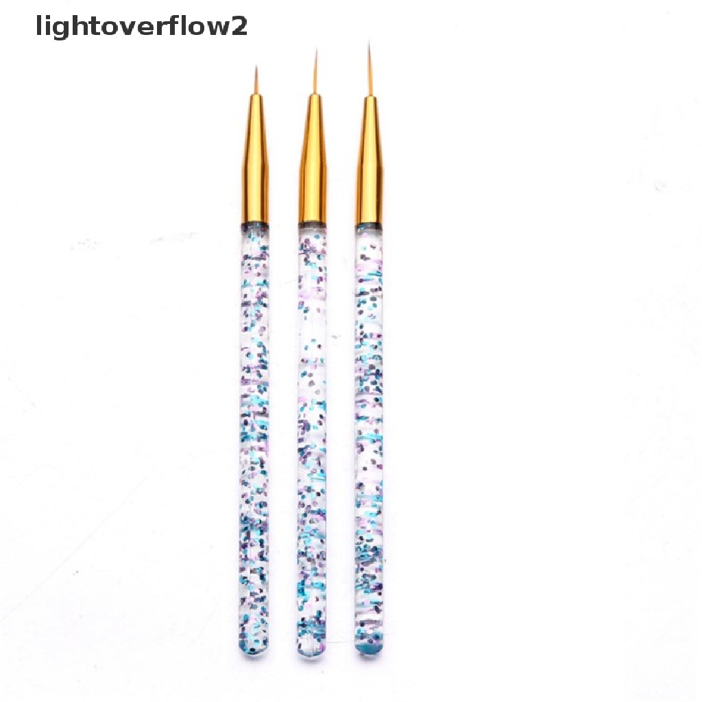 (lightoverflow2) 3pcs / Set Brush Nail Art Akrilik 3D Ultra Tipis Untuk Manicure (ID)
