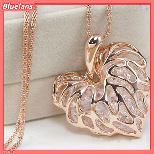 Kalung Rantai Panjang Model Hollow Bentuk Hati Untuk Wanita