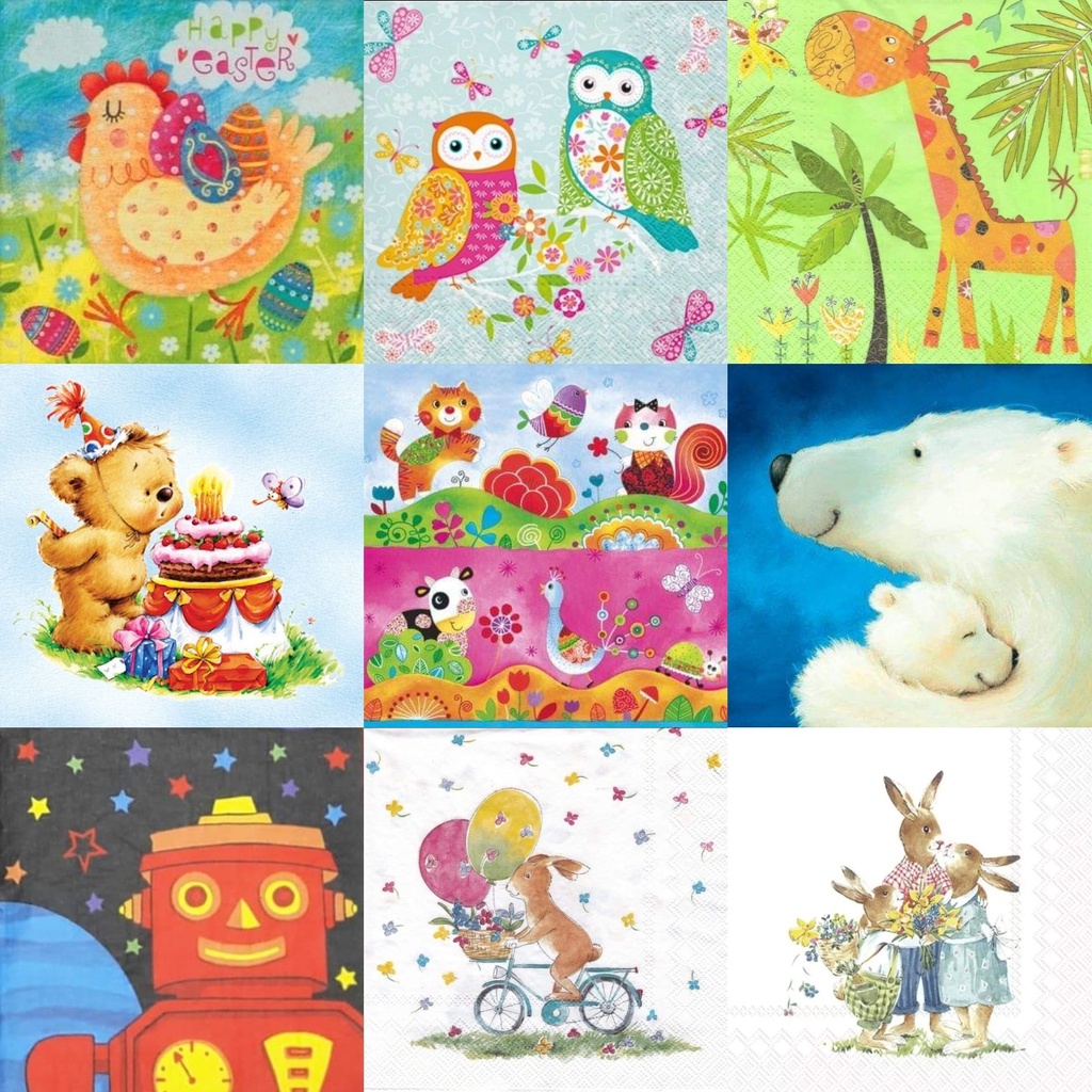 TISU NAPKIN DECOUPAGE EROPAH – Cartoon Motif Q