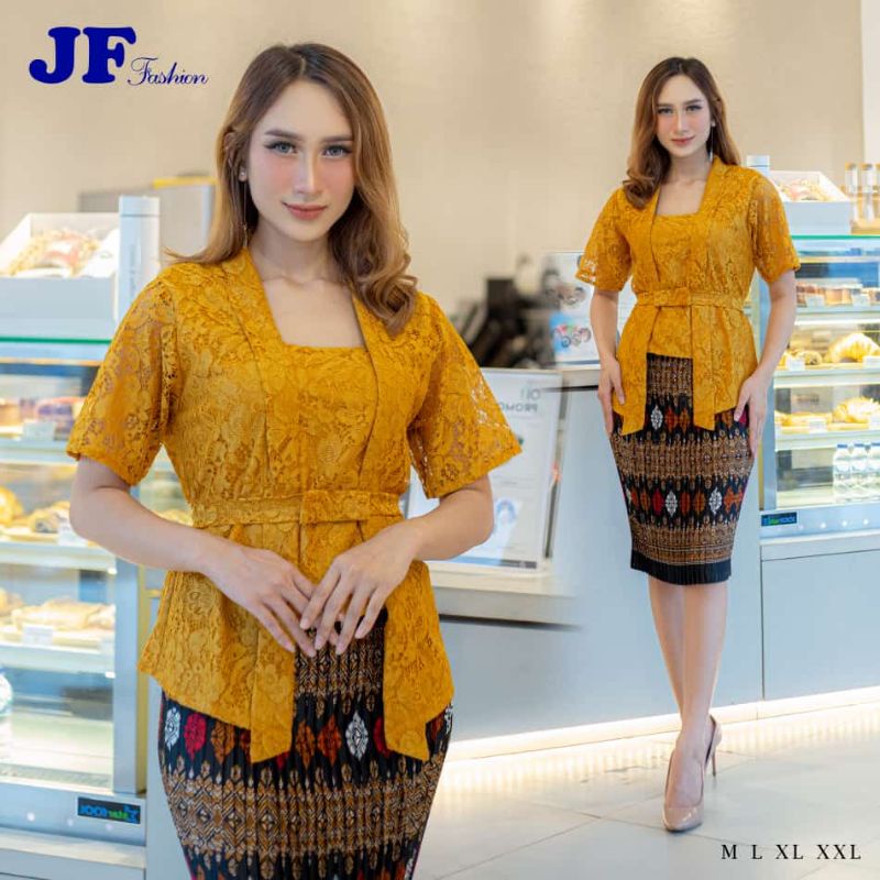 Jual setelan kebaya kutu baru lengan pendek/kebaya brokat pendek/kebaya modern Shopee Indonesia