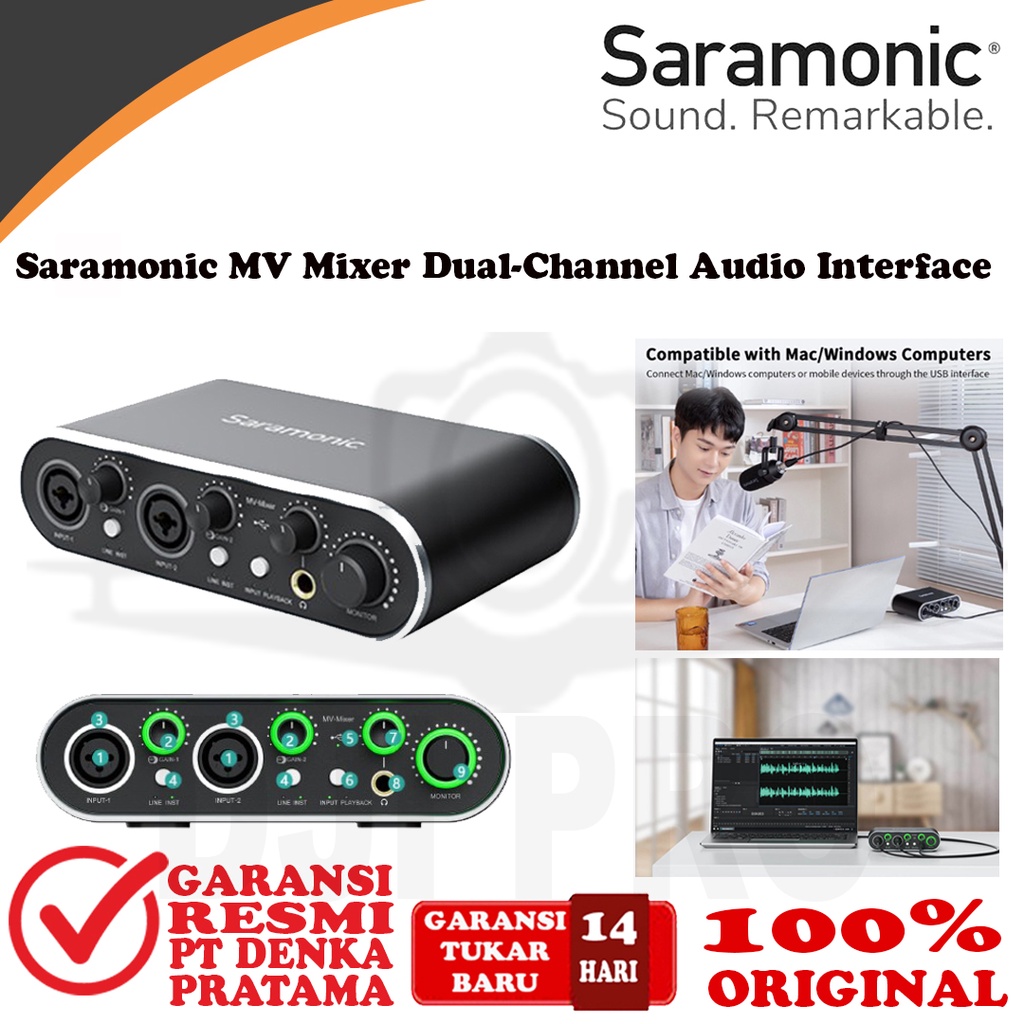 Saramonic MV-Mixer Dual-Channel Audio Interface Mixer Audio
