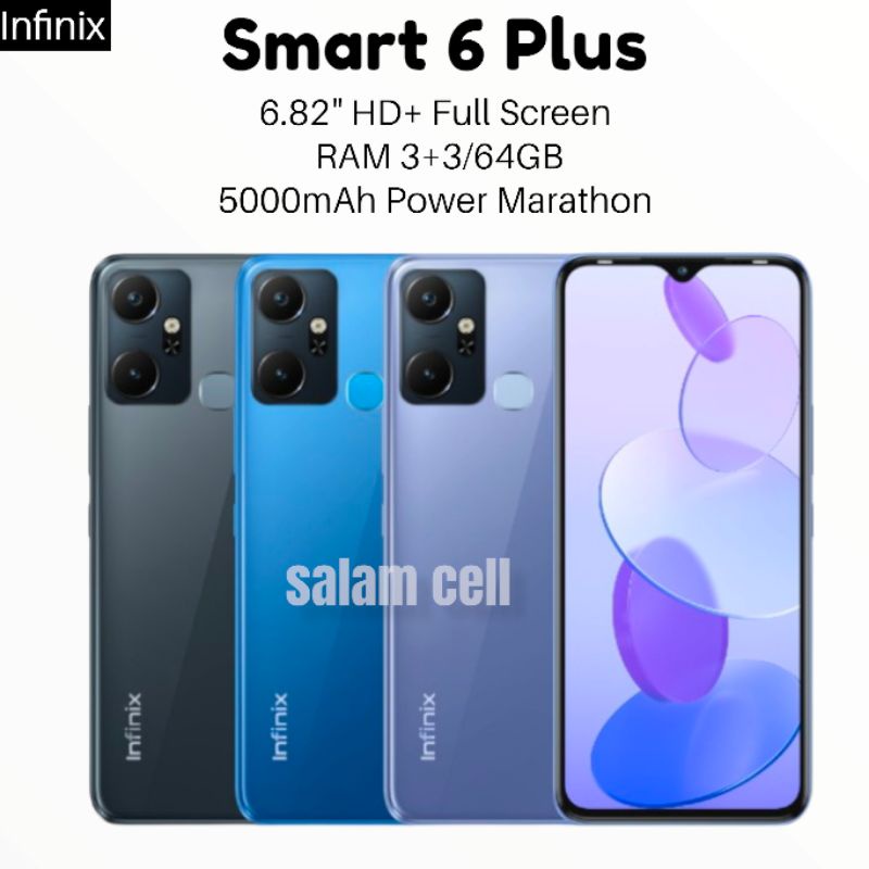 Infinix SMART 6 Plus Ram 3+3/64GB Baterai 5.000MaH Original Garansi Resmi