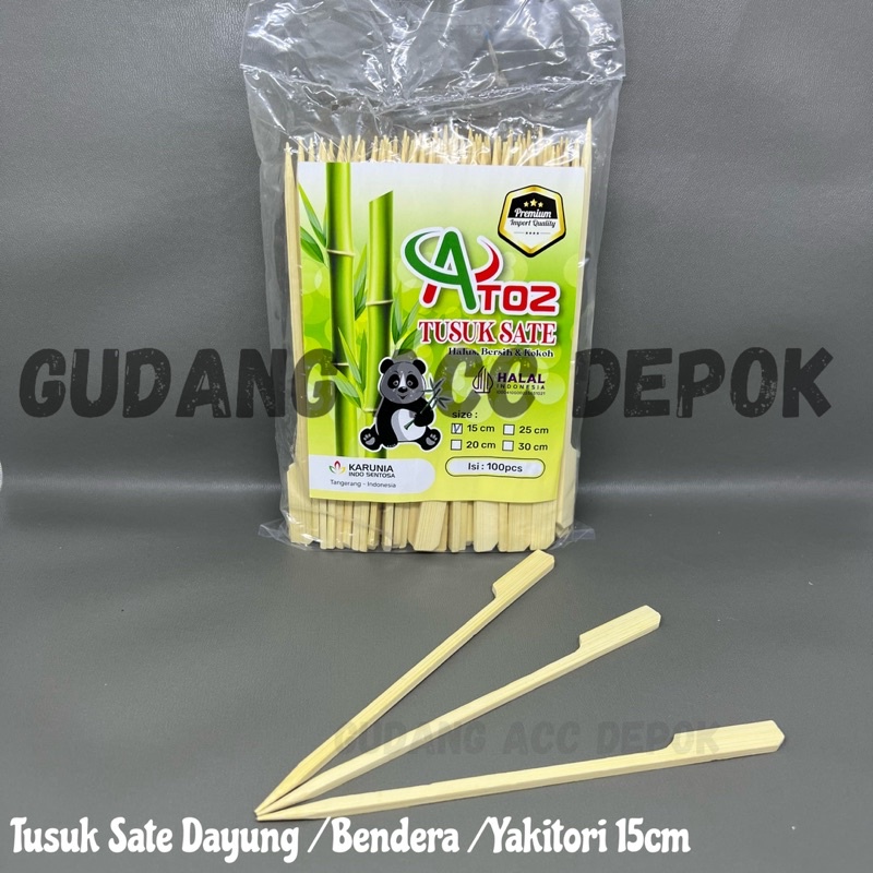 Jual Tusuk Sate Bendera Atoz 15cm 20cm Isi 100 Batang Tusuk Sate