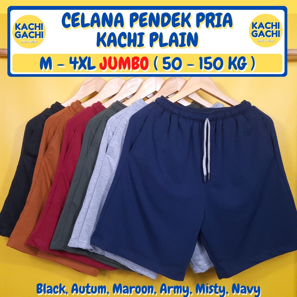 Celana Pendek Jumbo Pria / Celana Kolor Pria Santai / Short Pants Pria Big Size - Kachi Plain