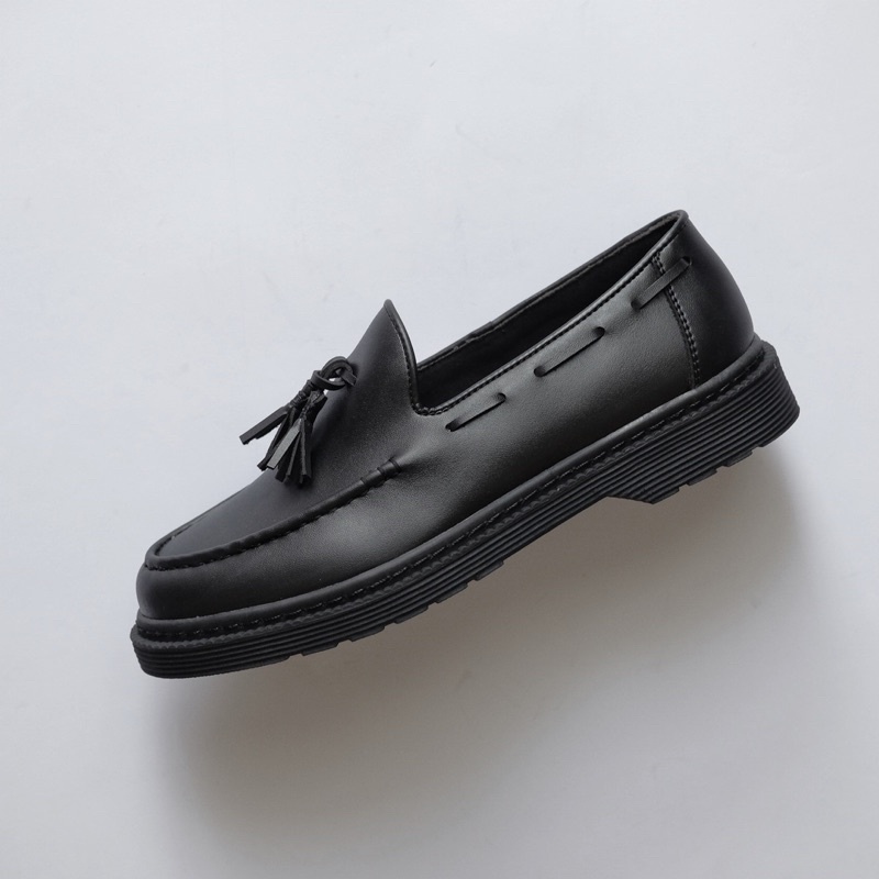 sepatu formal casual pria loris black by oxwalker pantofel kerja kantor